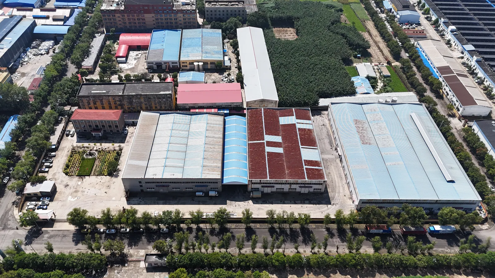 Aerial photograph of the factory buildings and surrounding area